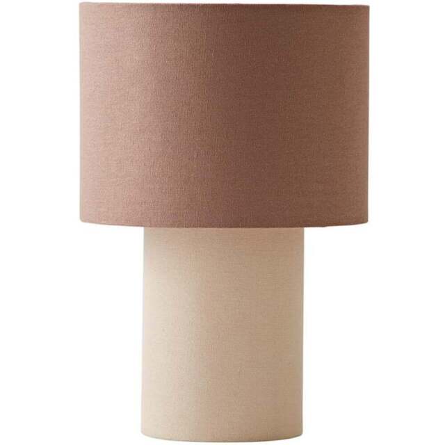 ValueLights Bobby Mocha Clash Duo Fabric Table Lamp and Bulb - Size: 30 x 20 x 20cm - Brown - Wilko - image 1