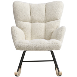 Living and Home White Sherpa Tufted Rocking Chair - Size: Single - Wilko - thumbnail 3