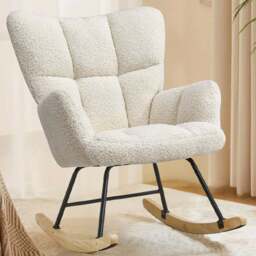 Living and Home White Sherpa Tufted Rocking Chair - Size: Single - Wilko