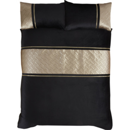 Rapport Home Capri Double Black and Gold Velvet Duvet Set - Wilko - thumbnail 4