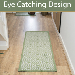 JVL Mega Green Geo Latex Backed Door Runner 57 x 150cm - Size: 150 x 57 x 1cm - Wilko - thumbnail 7