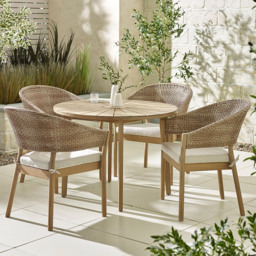 Furniturebox Jarrow and Metz 4 Seater Round Wooden Dining Set Light Teak - Brown - Wilko - thumbnail 1