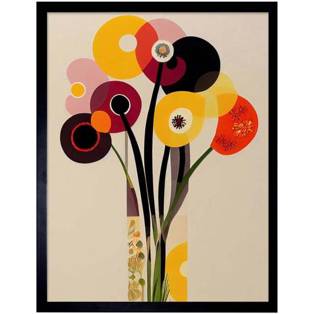 Wee Blue Coo Retro Burgundy Orange Spring Framed Wall Art Print 30 x 41cm - Size: 43.3 x 33.3 x 1.5cm - Wilko - image 1