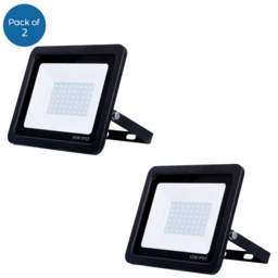 ENER-J 30W 3000K 2800 Lumens LED SMD Non PIR Floodlight 2 Pack - Size: 12 x 3 x 12cm - White - Wilko - thumbnail 1
