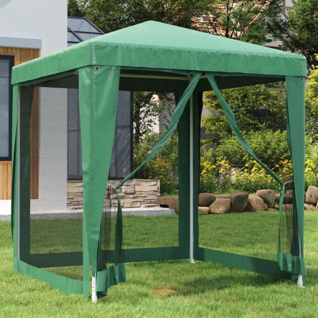 vidaXL 2 x 2m Green Party Tent with 4 Mesh Sidewalls - Wilko - image 1