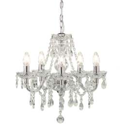Kliving Tuscany 5 Light Clear Acrylic Droplets Ceiling Chandelier - Size: 46 x 45 x 45cm - Wilko - thumbnail 1