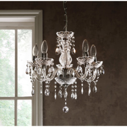 Kliving Tuscany 5 Light Clear Acrylic Droplets Ceiling Chandelier - Size: 46 x 45 x 45cm - Wilko - thumbnail 3