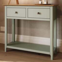 FWStyle Taberno 2 Drawer Sage Green Hallway Console Table - Size: 76 x 85 x 30cm - Wilko