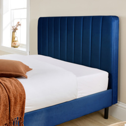 Aspire Furniture Rosella Double Navy Plush Velvet Bed Frame - Blue - Aspire Beds - Wilko - thumbnail 4