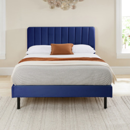 Aspire Furniture Rosella Double Navy Plush Velvet Bed Frame - Blue - Aspire Beds - Wilko - thumbnail 5