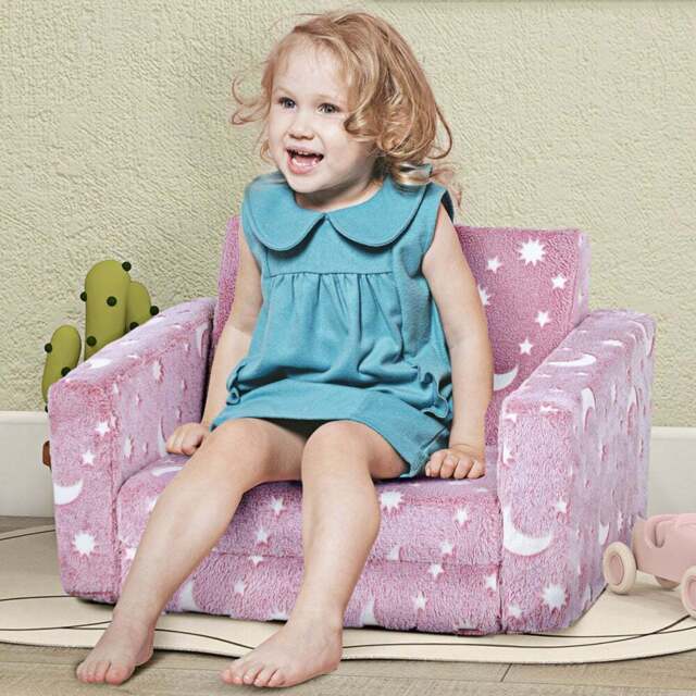 AIYAPLAY 2 in 1 Pink Glow in the Dark Moon Kids Recliner - Wilko - image 1