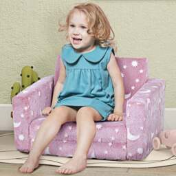 AIYAPLAY 2 in 1 Pink Glow in the Dark Moon Kids Recliner - Wilko - thumbnail 1