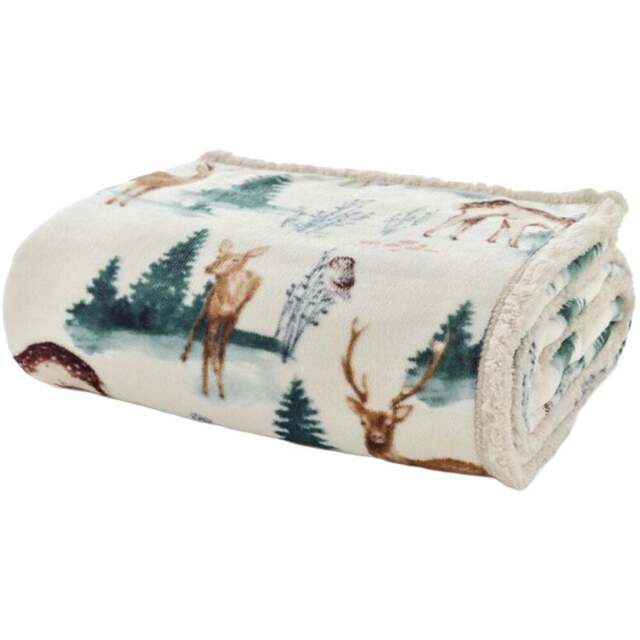 Deyongs Cream Winter Deer Throw 140 x 180cm - Wilko - image 1