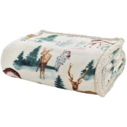Deyongs Cream Winter Deer Throw 140 x 180cm - Wilko - thumbnail 1