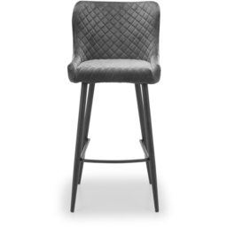 Julian Bowen Luxe Grey Velvet Bar Stool - Size: 55 x 47 x 106cm - Wilko - thumbnail 4