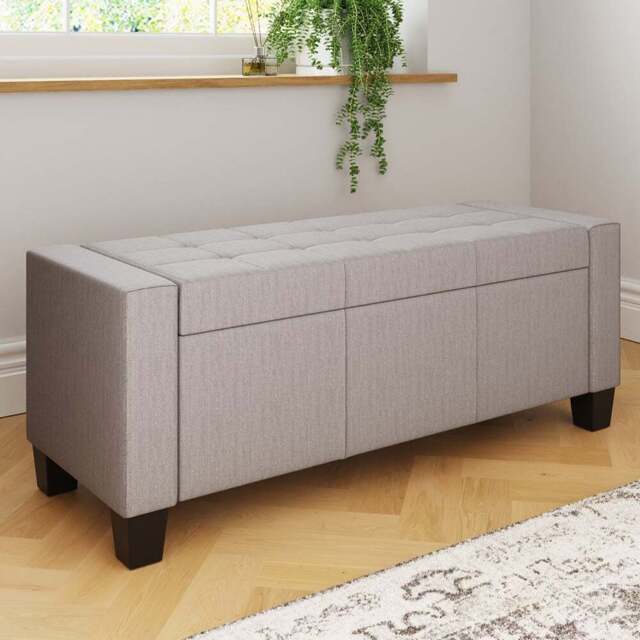 GFW Verona Grey Ottoman Storage Bench - Size: 39 x 104 x 39cm - Wilko - image 1
