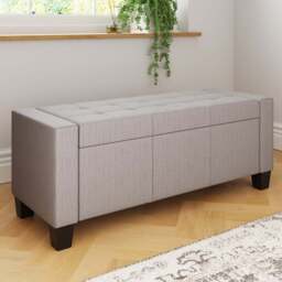 GFW Verona Grey Ottoman Storage Bench - Size: 39 x 104 x 39cm - Wilko