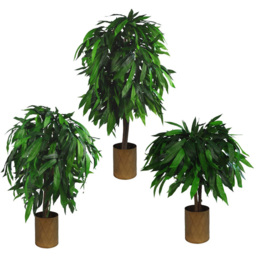Botanik Mango Artificial Tree with Natural Wood Trunk in Pot 4ft - Size: 120 x 70 x 70cm - Green - Wilko - thumbnail 6