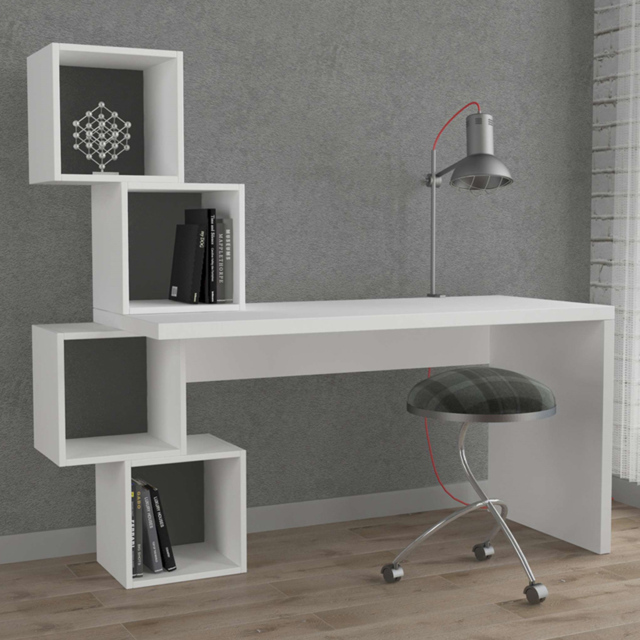 Decortie Balance White and Anthracite Desk with Shelves - Multi - Wilko - image 1