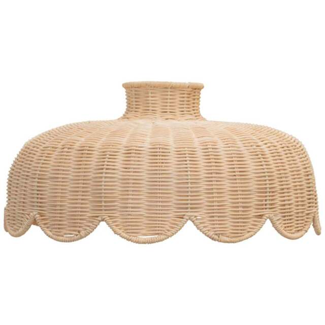 ValueLights Naveah Scallop Rattan Ceiling Lamp Shade - Size: 18 x 38 x 38cm - Brown - Wilko - image 1