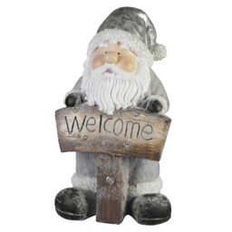 Silver LED Welcome Santa - Size: 28 x 64 x 37cm - Wilko