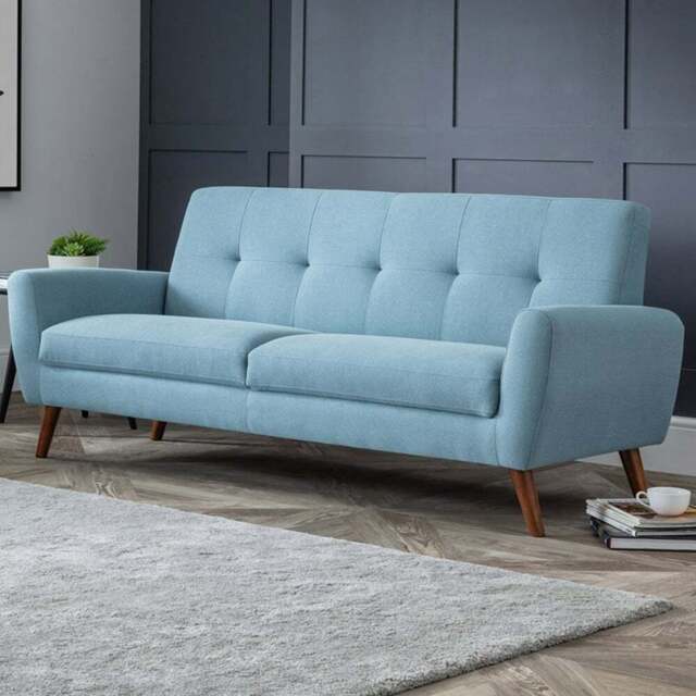 Julian Bowen Monza 3 Seater Blue Compact Retro Sofa - Wilko - image 1