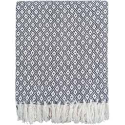 Rapport Home Grey Eden Recycled Cotton Geometric Throw 228 x 254cm - Size: 12 x 254 x 228cm - Wilko