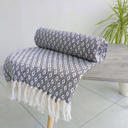 Rapport Home Grey Eden Recycled Cotton Geometric Throw 228 x 254cm - Size: 12 x 254 x 228cm - Wilko - thumbnail 3
