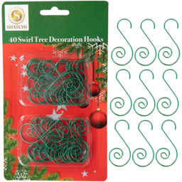 Shatchi Green Swirl Tree Decoration Hooks 40 Pack - Size: 35 x 1.5 x 25cm - Wilko - thumbnail 5