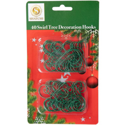 Shatchi Green Swirl Tree Decoration Hooks 40 Pack - Size: 35 x 1.5 x 25cm - Wilko - thumbnail 1