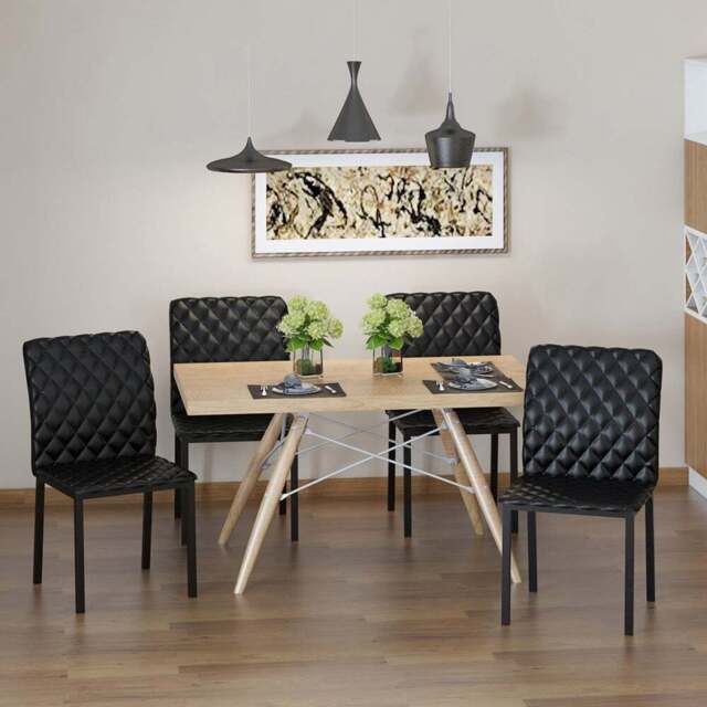 Portland Set of 4 Black Faux Leather Dining Chair - Wilko - image 1