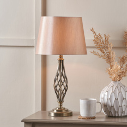 Pacific Lifestyle Jenna Antique Brass Metal Twist Table Lamp - Gold - Wilko - thumbnail 3