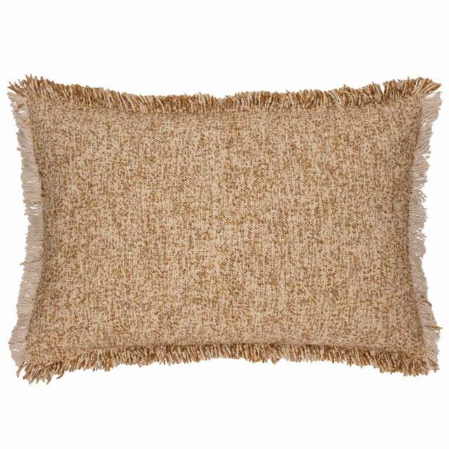 Yard Doze Biscuit Reversible Fringed Cushion - Size: 60 x 40 cm - Brown - Yard Living - Wilko - image 1