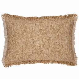 Yard Doze Biscuit Reversible Fringed Cushion - Size: 60 x 40 cm - Brown - Yard Living - Wilko