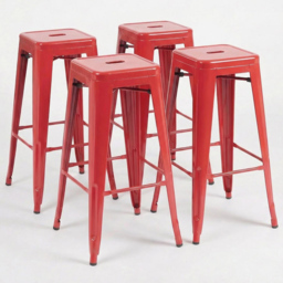 FWStyle Red Gloss Metal Bar Stool 4 Pack - Size: Set of 4 - Wilko - thumbnail 5