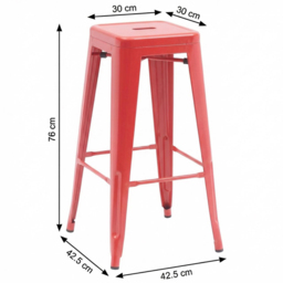 FWStyle Red Gloss Metal Bar Stool 4 Pack - Size: Set of 4 - Wilko - thumbnail 7
