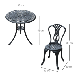 HOMCOM 3 PC Cast Aluminium Bistro Set - Size: 2 Seater - Black - Wilko - thumbnail 7