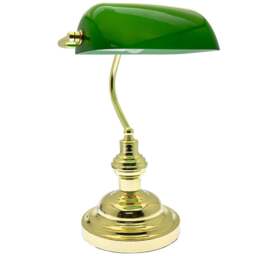 Innoteck Classic Bankers Green and Polished Brass Desk Lamp - Size: 47 x 27 x 19cm - Wilko - thumbnail 1