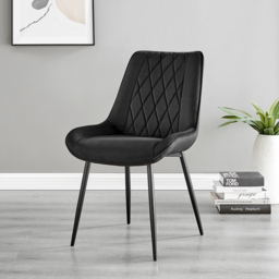 Furniturebox Copeland Cesano Marble Effect 6 Seater Dining Set White and Black - Wilko - thumbnail 4
