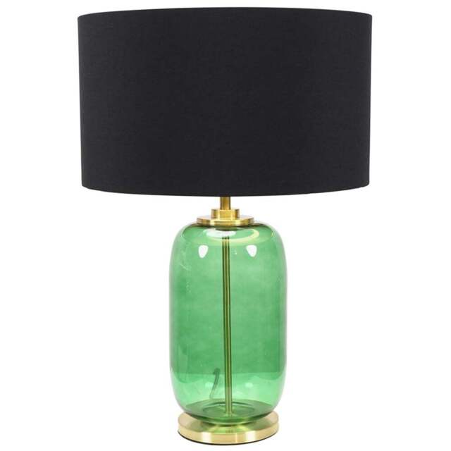 ValueLights Leigh Reni Black Shade Forest Green Glass LED Table Lamp - Size: 52.5 x 45 x 45cm - Wilko - image 1