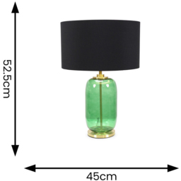 ValueLights Leigh Reni Black Shade Forest Green Glass LED Table Lamp - Size: 52.5 x 45 x 45cm - Wilko - thumbnail 5