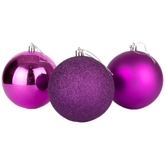 Shatchi 10cm Purple Shatterproof Christmas Baubles 3 Pack - Wilko - image 1