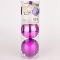 Shatchi 10cm Purple Shatterproof Christmas Baubles 3 Pack - Wilko - thumbnail 5