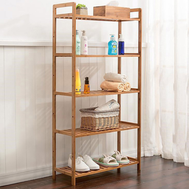 Living and Home 5 Shelf Natural Medium Bookshelf - Brown - Wilko - image 1