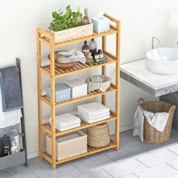 Living and Home 5 Shelf Natural Medium Bookshelf - Brown - Wilko - thumbnail 5