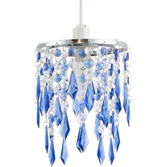 Happy Homewares Waterfall Design Clear and Blue Acrylic Drops and Beads Pendant Shade - Size: 22 x 16 x 16cm - Wilko - image 1