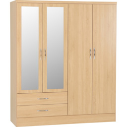 Seconique Nevada Sonoma Oak Effect 4 Piece Bedroom Furniture Set - Size: 4 Door - Brown - Wilko - thumbnail 4