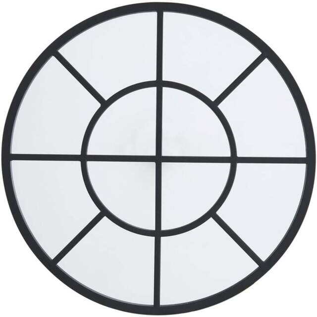 Living and Home Black Round Window Wall Mirror 50cm - Size: 50 x 50cm - Wilko - image 1