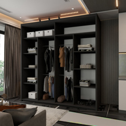 Sliding Wardrobes 4U Chelsea 2 Door Black Wide Central Curved Mirrored Wardrobe 203cm - Wilko - thumbnail 5