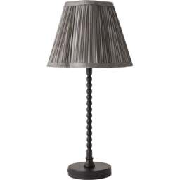 ValueLights Maeve Dark Grey Pleated Faux Silk Scallop Shade Black Bobbin LED Table Lamp - Size: 37.3 x 25 x 25cm - Wilko - thumbnail 1